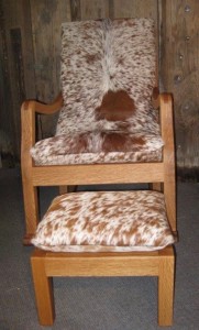 Hair on Oak Rocker with Footstool